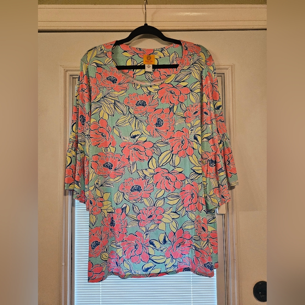 Ruby Rd Woman 2x Super Soft Floral Print Women's Top